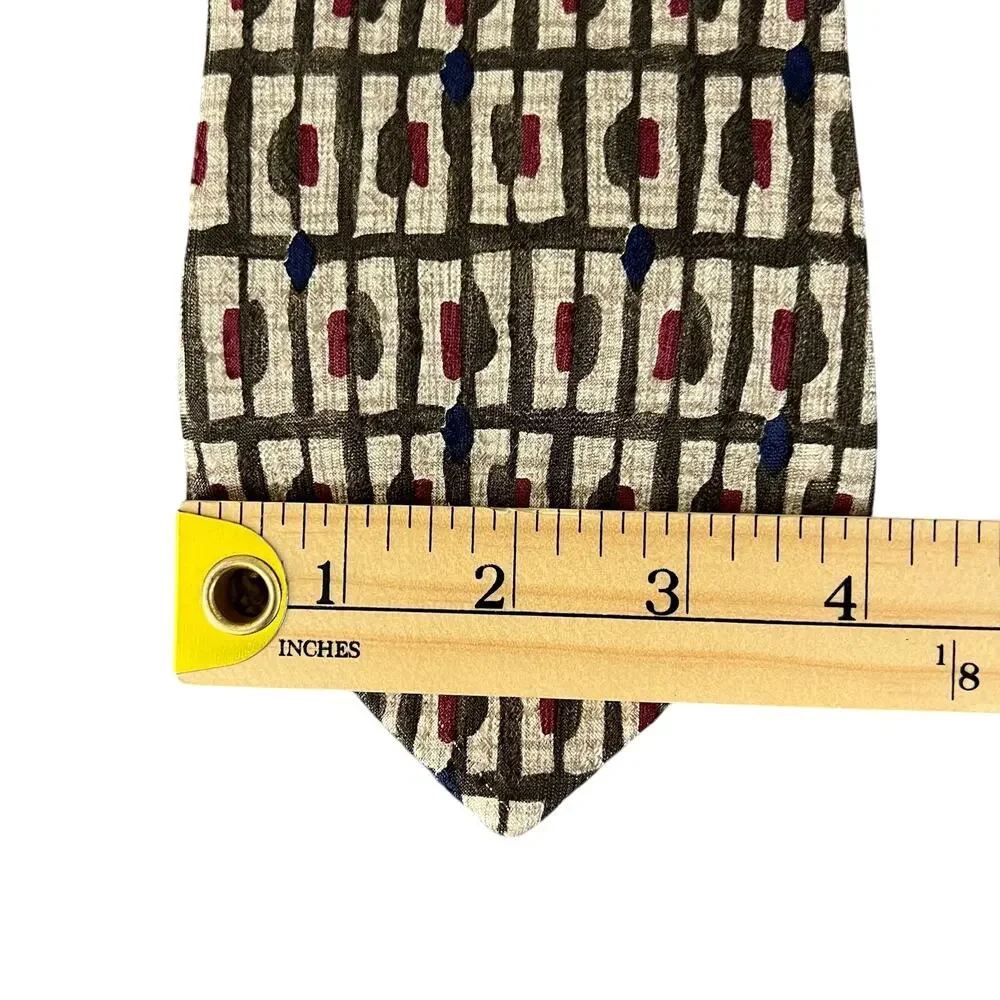 Vintage 60s Barbara Blank 100% Silk Tie 4” Wide Abstract Geometric Mod Necktie